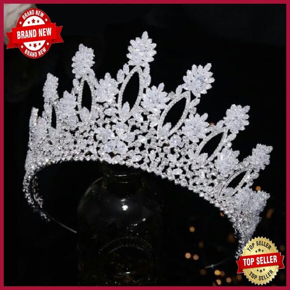 Luxury Cubic Zirconia Wedding Tiara Bridal Crown Hair Accessory main image 6